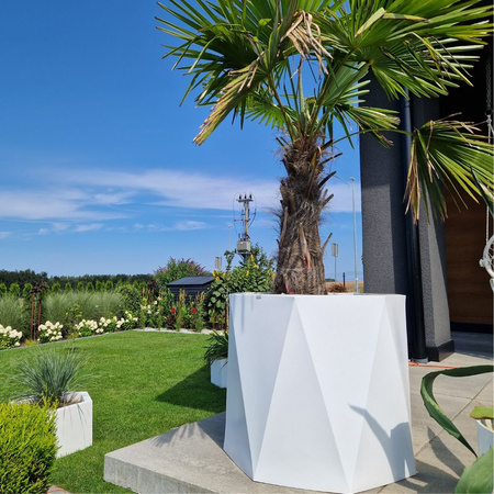 Geometryczna duża donica Ceres 70 cm, biała