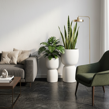 Donice ogrodowe Duala wys. 41, 54 i 70 cm, kremowe, zestaw