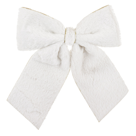Ozdoba świąteczna pluszowa Biała Kokarda 24x24 cm