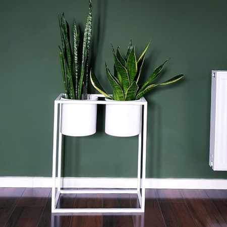 Metalowy kwietnik loft podwójny Iris 80 cm, biały
