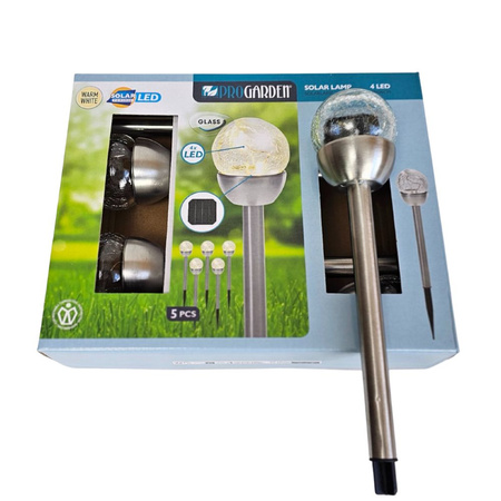 Lampy solarne zestaw 5 sztuk wys. 36x6 cm, srebrne