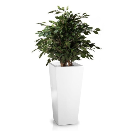 Wysoka donica prostokątna z włókna szklanego Slim wys. 67 x 31 x 31 cm, biała