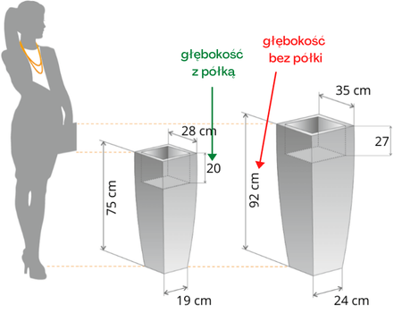 Donica wysoka Juno 75 cm z półką, brązowa