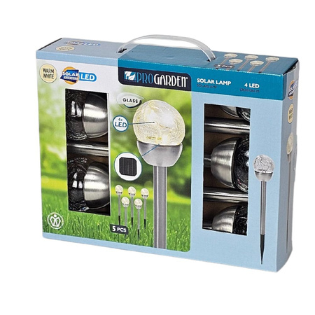 Lampy solarne zestaw 5 sztuk wys. 36x6 cm, srebrne