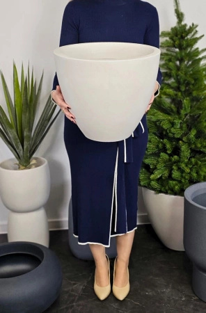 Donica do salonu Aria wys. 32 i 40 cm, kremowa, zestaw