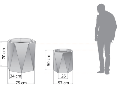 Geometryczna duża donica Ceres 50 cm, niebieska