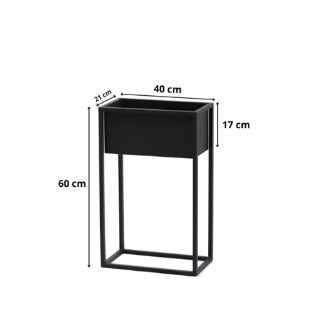 Prostokątny kwietnik metalowy Stella 60x40 cm biały z wkładami