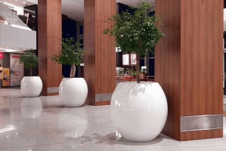 Duża donica okrągła Manacor 45 cm z wkładem, pomarańczowa