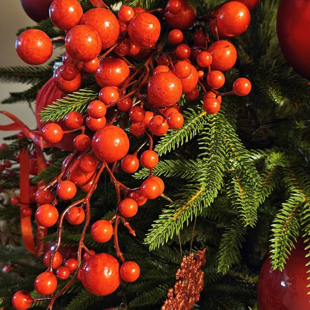 Ozdoba świąteczna czerwona gałązka Głóg 53x22 cm	