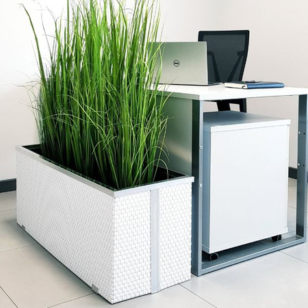 Donica technorattanowa z nawodnieniem i ociepleniem 95x43 cm wykończenie metalowe, miodowy