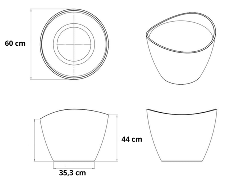 Okrągła donica granitowa Verona wys. 44 cm średnica 60 cm, szara