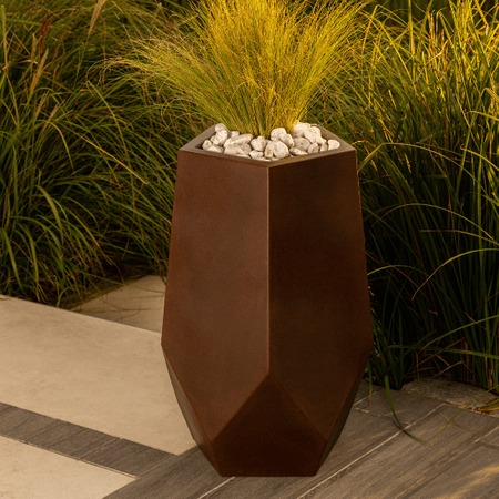 Wysoka donica Bari 71 cm z półką, corten outlet