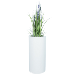 Wysoka donica okrągła Hebe 70 cm z półką, biała