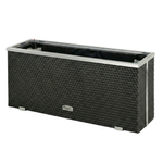 Donica technorattanowa z nawodnieniem i ociepleniem 95x43 cm wykończenie metalowe, czarny