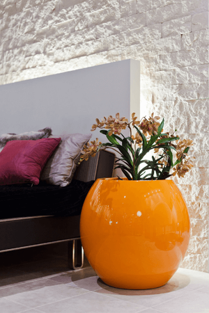 Duża donica okrągła Manacor 45 cm z wkładem, pomarańczowa