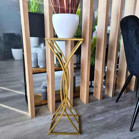 Metalowy kwietnik w stylu glamour Oro 70 cm, złoty
