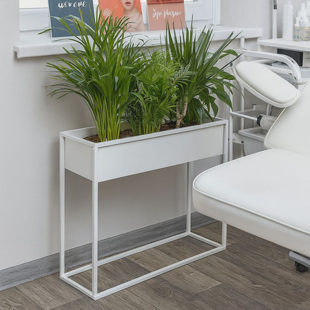 Prostokątny kwietnik metalowy Stella 60x80 cm biały z wkładami