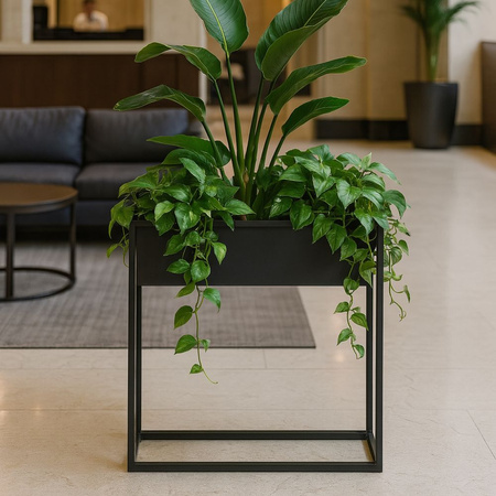Prostokątny kwietnik Stella 60x60 cm czarny z wkładami
