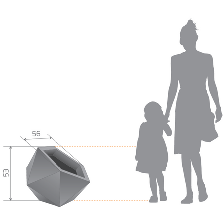 Donica asymetryczna Dione 53 cm, żółta