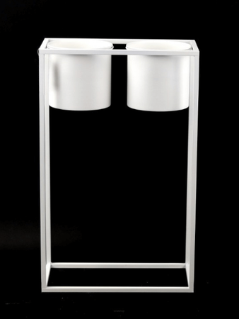 Metalowy kwietnik loft podwójny Iris 80 cm, biały