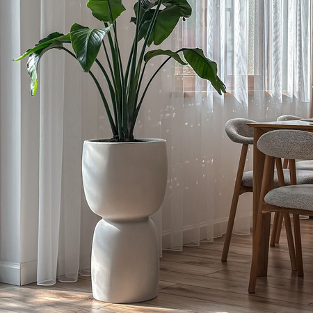 Donice ogrodowe Duala wys. 54 i 70 cm, kremowe, zestaw