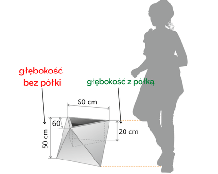 Duża donica geometryczna Eos 50 cm bez półki, antracyt