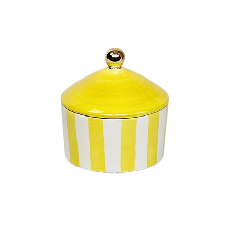 Ceramiczny pojemnik w paski Vanity Lemon wys.16x15 cm