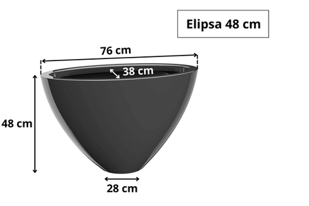 Owalna donica z włókna szklanego Elipsa wys. 48 x 76 x 38 cm, czarna