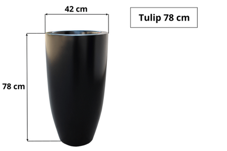 Wysoka donica okrągła z włókna szklanego Tulip wys. 78 cm średnica 42 cm, szary mat