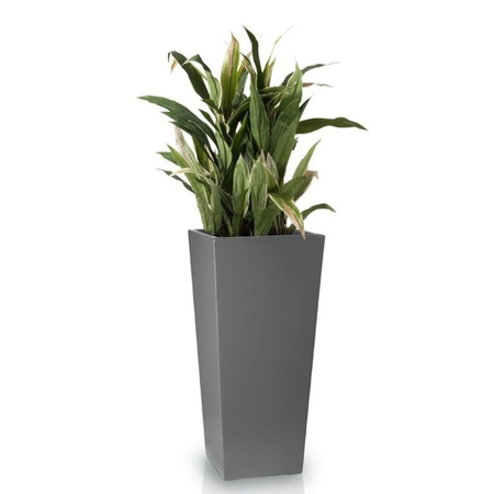 Wysoka donica prostokątna z włókna szklanego Slim wys. 80 x 36 x 36 cm, szary mat