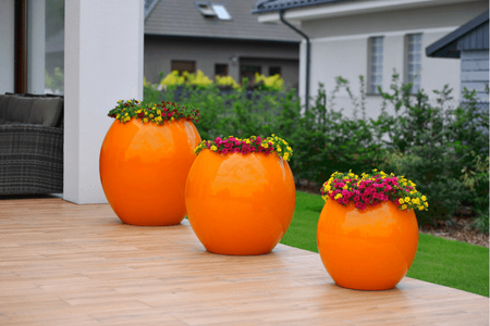 Duża donica okrągła Manacor 45 cm z wkładem, pomarańczowa