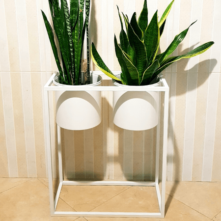 Metalowy kwietnik loft podwójny Iris 80 cm, biały