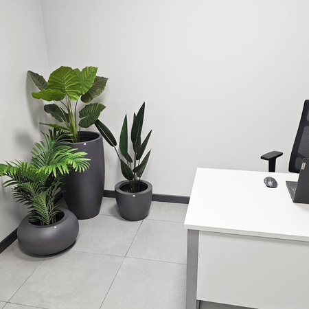 Wysoka donica okrągła z włókna szklanego Tulip wys. 62 cm średnica 32 cm, czarna