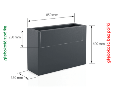 Donica prostokątna Lungo Grande 60 cm z odprowadzaniem wody, zielona