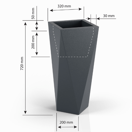 Szeroka donica geometryczna Vaso 72 cm z półką i odprowadzaniem wody, niebieska