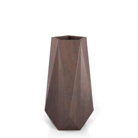 Wysoka donica geometryczna Siena 75 cm z półką i odprowadzaniem wody, corten