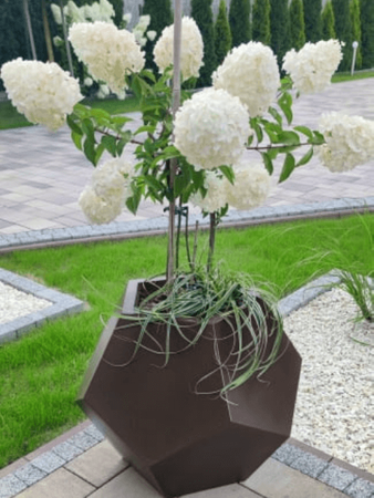 Donica geometryczna Alma 53 cm z półką, corten