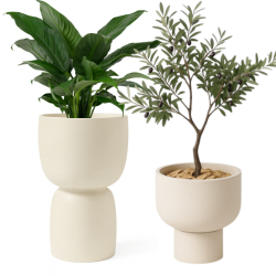 Donice do salonu Molta wys. 43x40 cm i Duala wys. 70x40 cm, kremowe, zestaw