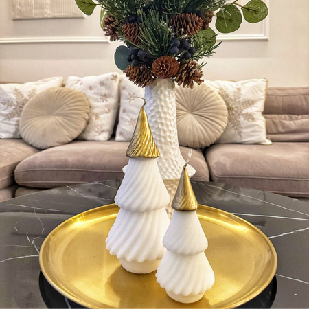 Świąteczna świeca spiralna Choinka 15 cm, biała