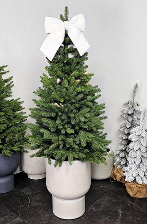 Ozdoba świąteczna pluszowa Biała Kokarda 24x24 cm