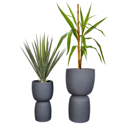 Donice ogrodowe Duala wys. 54 i 70 cm, antracyt, zestaw