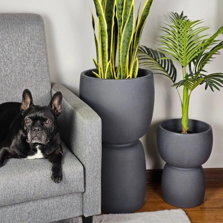 Donice ogrodowe Duala wys. 41, 54 i 70 cm, antracyt, zestaw