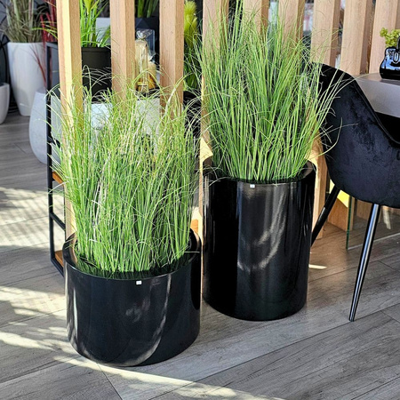 Okrągła donica w połysku Ring wys. 50x40 cm, szary mat