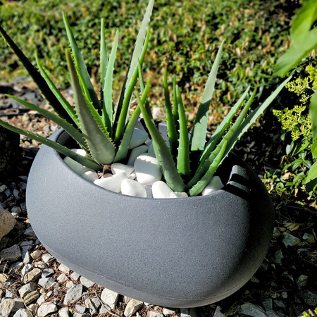 Donica ogrodowa Kamień wys. 20x40x30 cm, kremowa