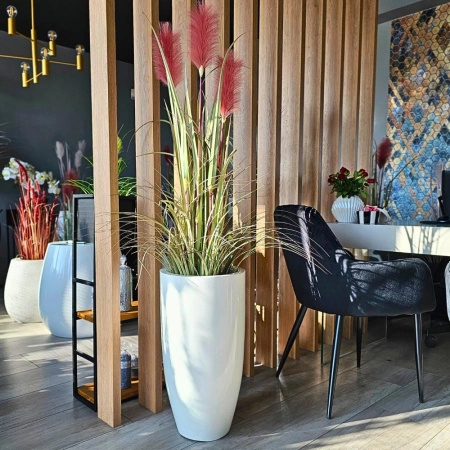 Wysoka donica okrągła z włókna szklanego Tulip wys. 62 cm średnica 32 cm, czarna