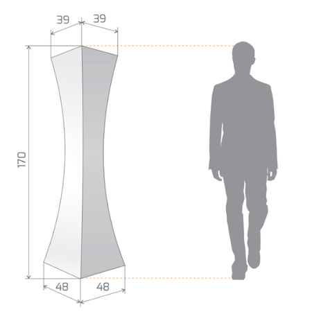 Podświetlana wysoka kolumna Pillar 170 cm