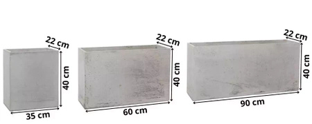 Prostokątna donica betonowa Simple wys. 40x35x22, szara