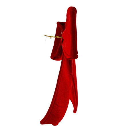 Ozdoba świąteczna welurowa Czerwona Kokarda 22x20 cm