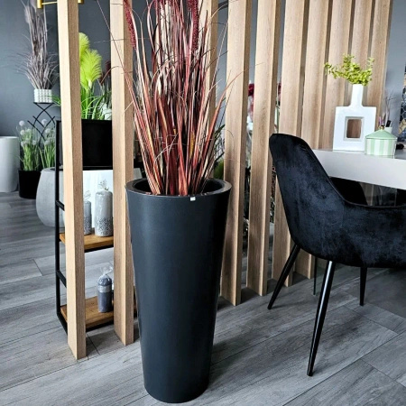 Donica wysoka okrągła Venus 70 z półką, antracyt