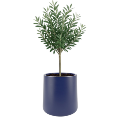 Donica okrągła nowoczesna Zoe 50 cm z półką, niebieska